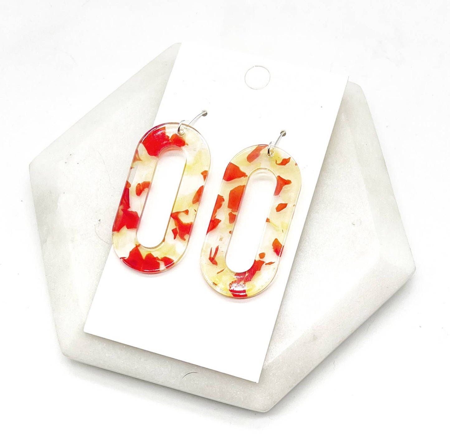 Yellow Red Kansas City Acrylic Loop Earrings - The Graphic Tee