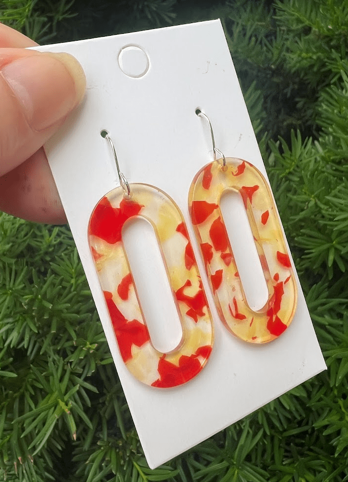 Yellow Red Kansas City Acrylic Loop Earrings - The Graphic Tee