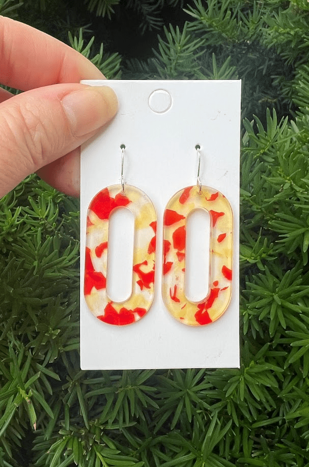 Yellow Red Kansas City Acrylic Loop Earrings - The Graphic Tee