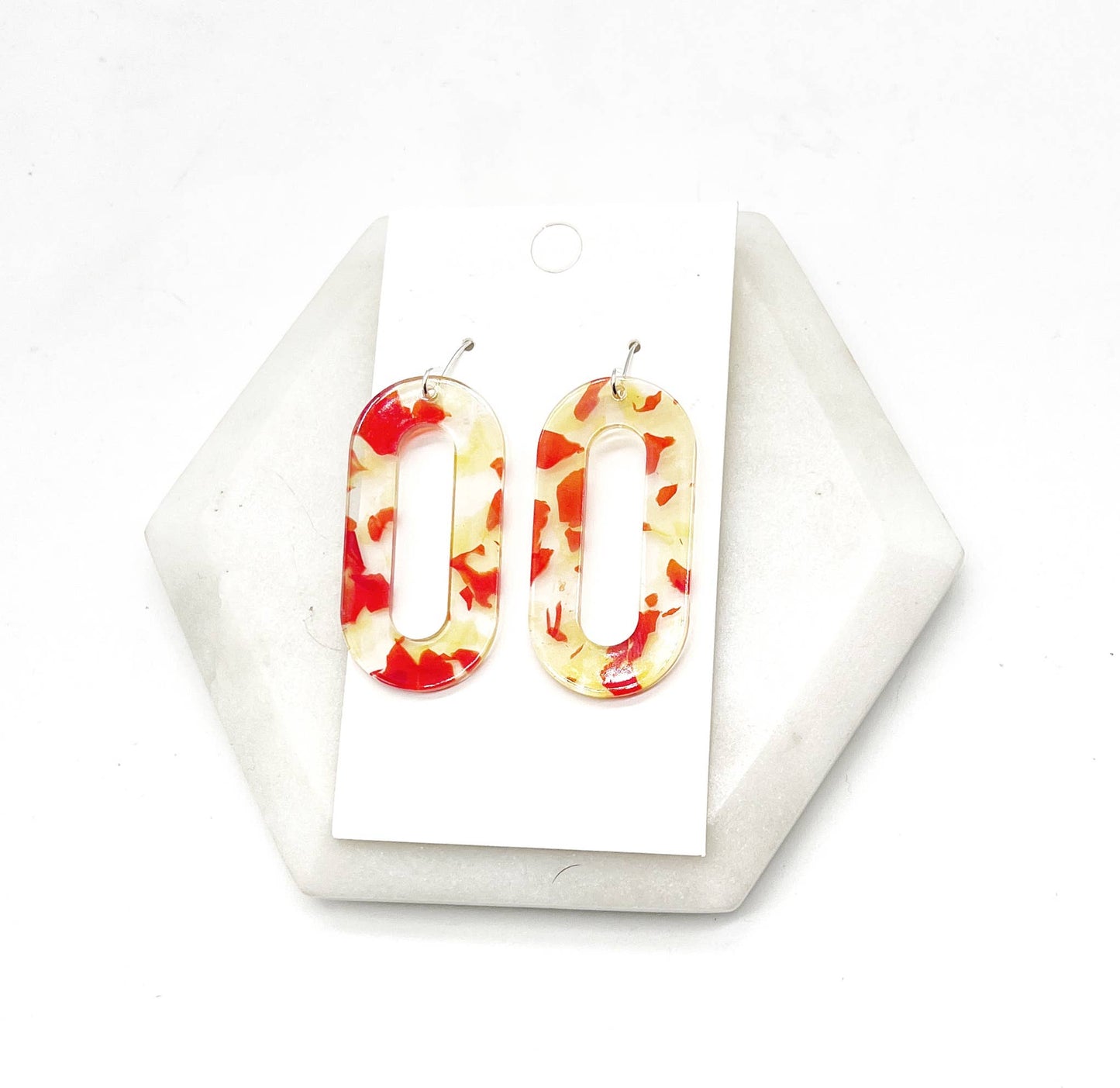 Yellow Red Kansas City Acrylic Loop Earrings - The Graphic Tee