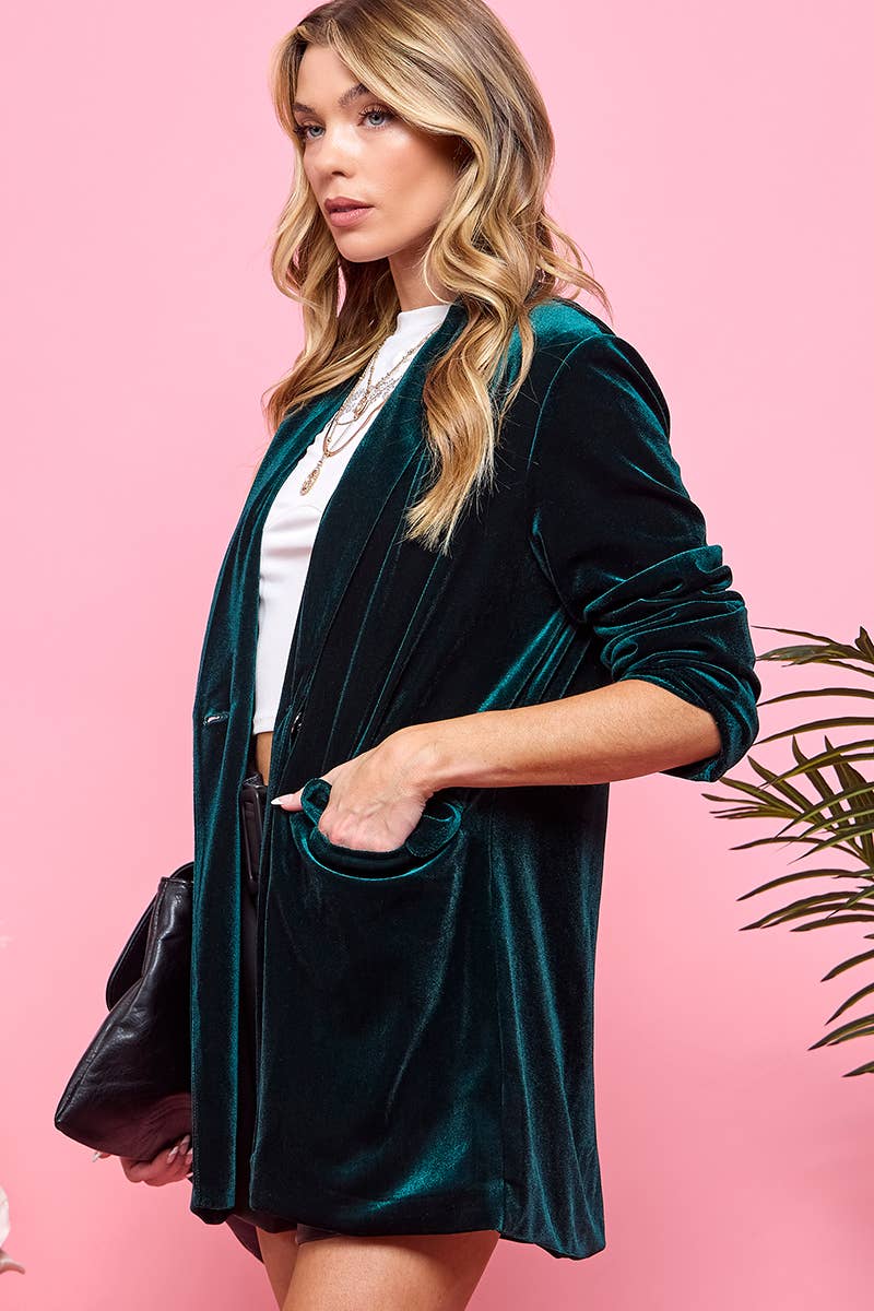 Your New Favorite Pocketed Velvet Blazer - The Graphic Tee