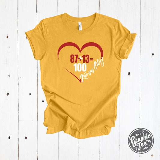 87+13=100 Kansas City Heart Tee - The Graphic Tee