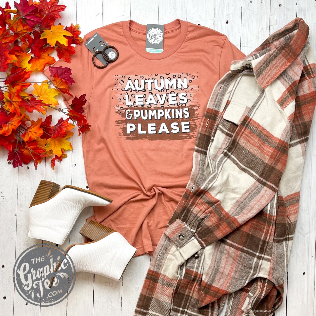 Autumn Leaves & Pumpkins Please Short Sleeve Tee - The Graphic Tee