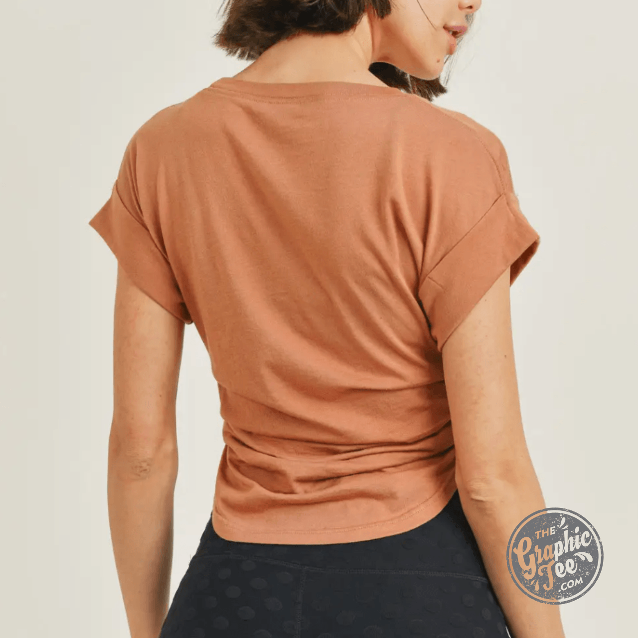 Brenda Pima Blend Gathered Sides Crop Top - The Graphic Tee