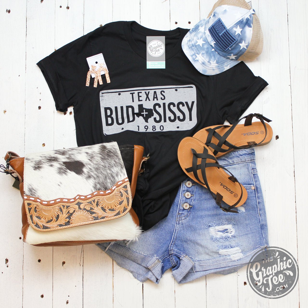 Bud & Sissy - Black Short Sleeve Tee - The Graphic Tee