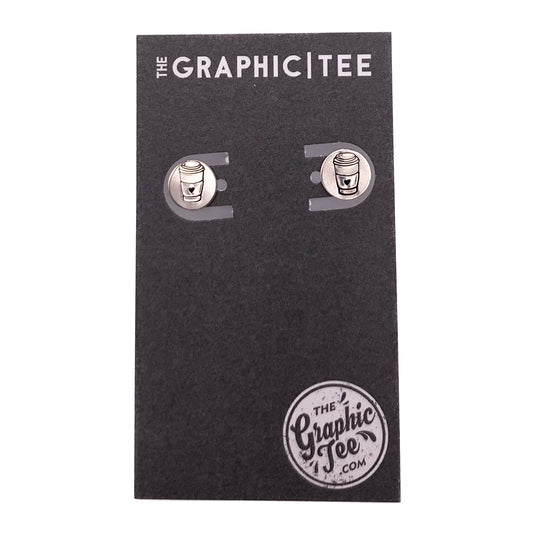 But, Coffee First Sterling Silver 9.5mm Studs - The Graphic Tee
