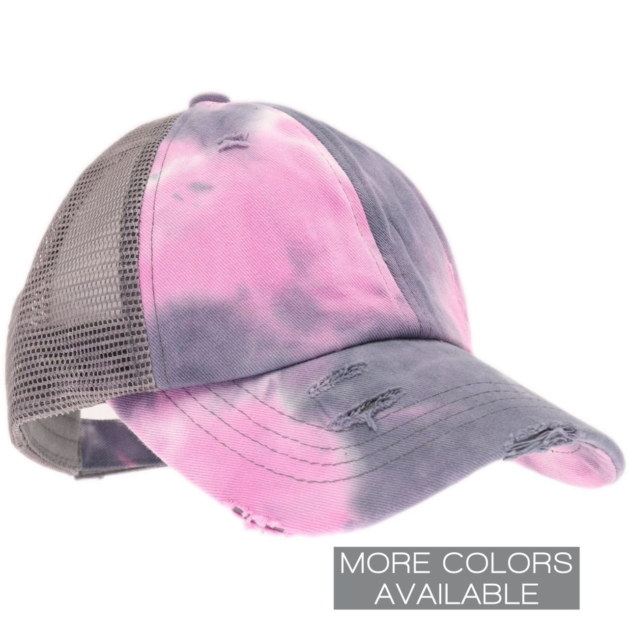 CC Tie Dye Criss Cross Mesh High Ponytail Ball Cap - The Graphic Tee