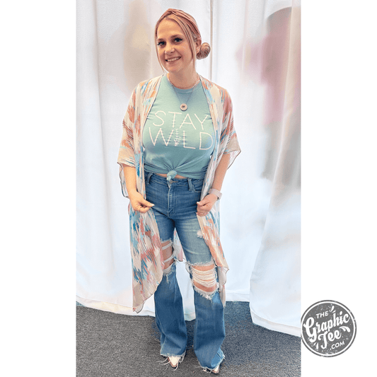 Cello High Rise Distressed Super Flare - The Graphic Tee