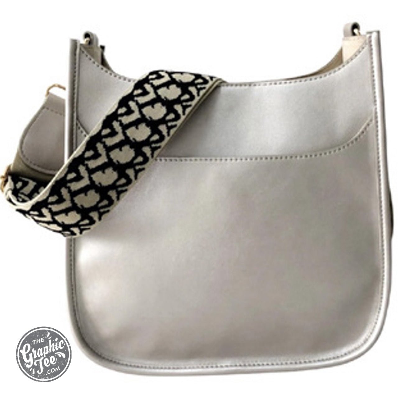 Charlie Large Champagne Bag with Black and Cream Guitar Strap - The Graphic Tee