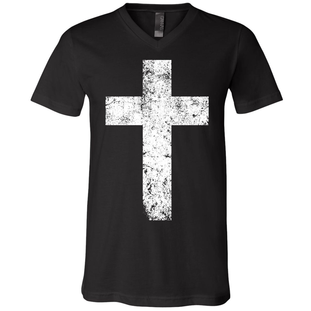 Cross - Unisex V-Neck Tee with White Print - The Graphic Tee