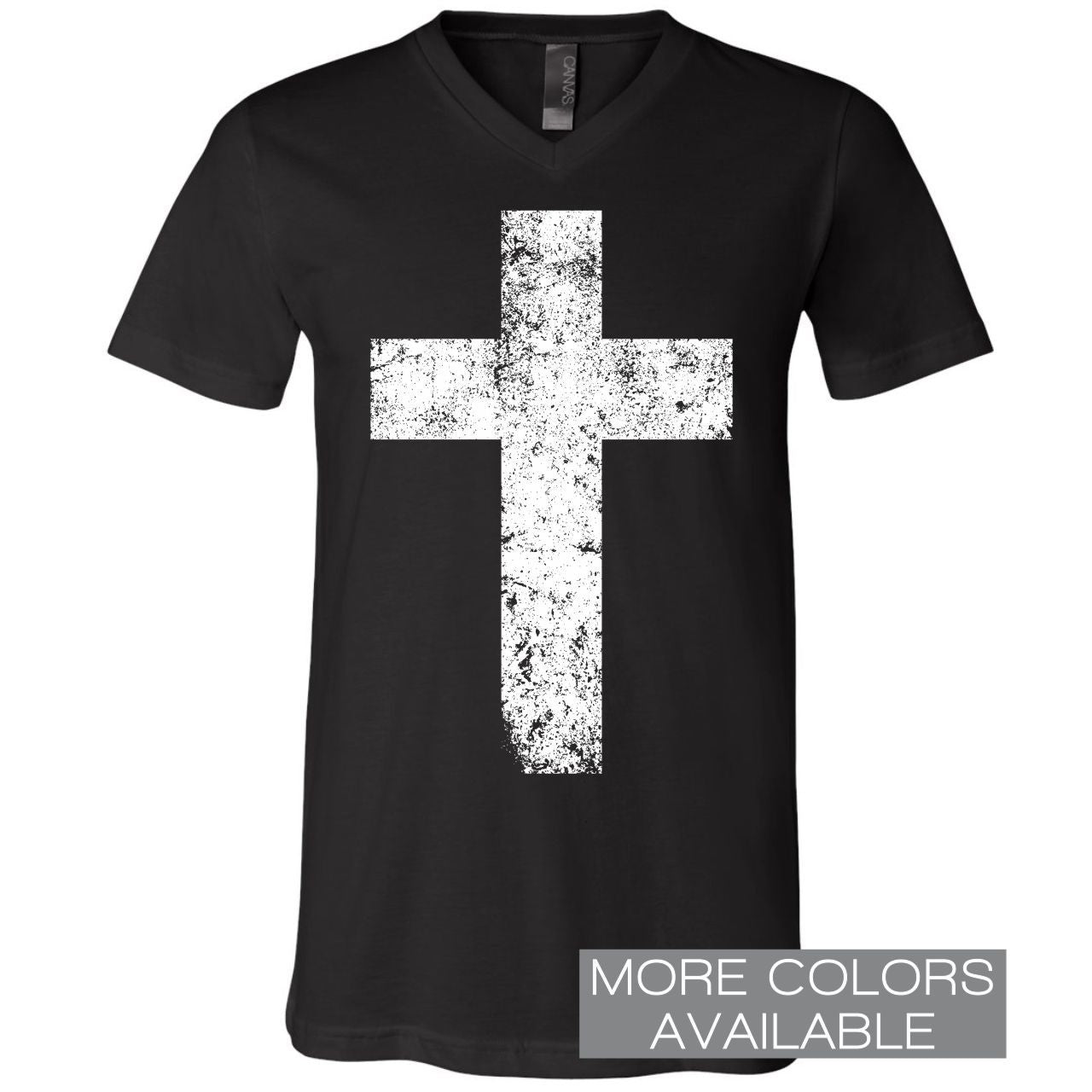 Cross - Unisex V-Neck Tee with White Print - The Graphic Tee