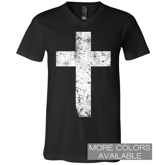 Cross - Unisex V-Neck Tee with White Print - The Graphic Tee