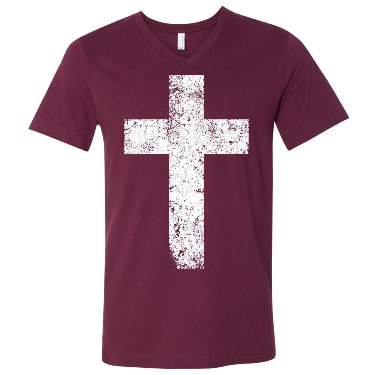 Cross - Unisex V-Neck Tee with White Print - The Graphic Tee
