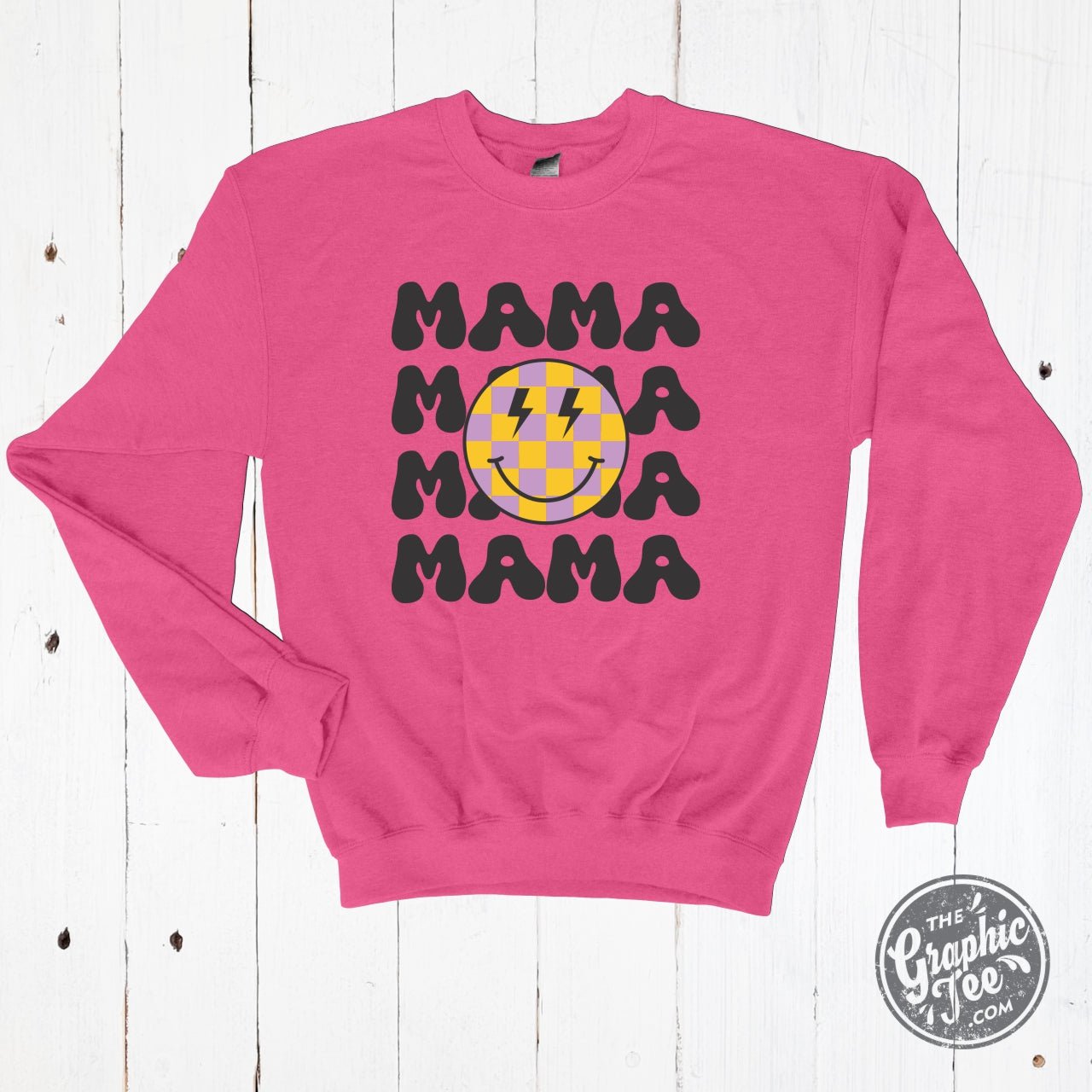 *Custom* Checkered Smiley Face Crewneck Sweatshirt - The Graphic Tee