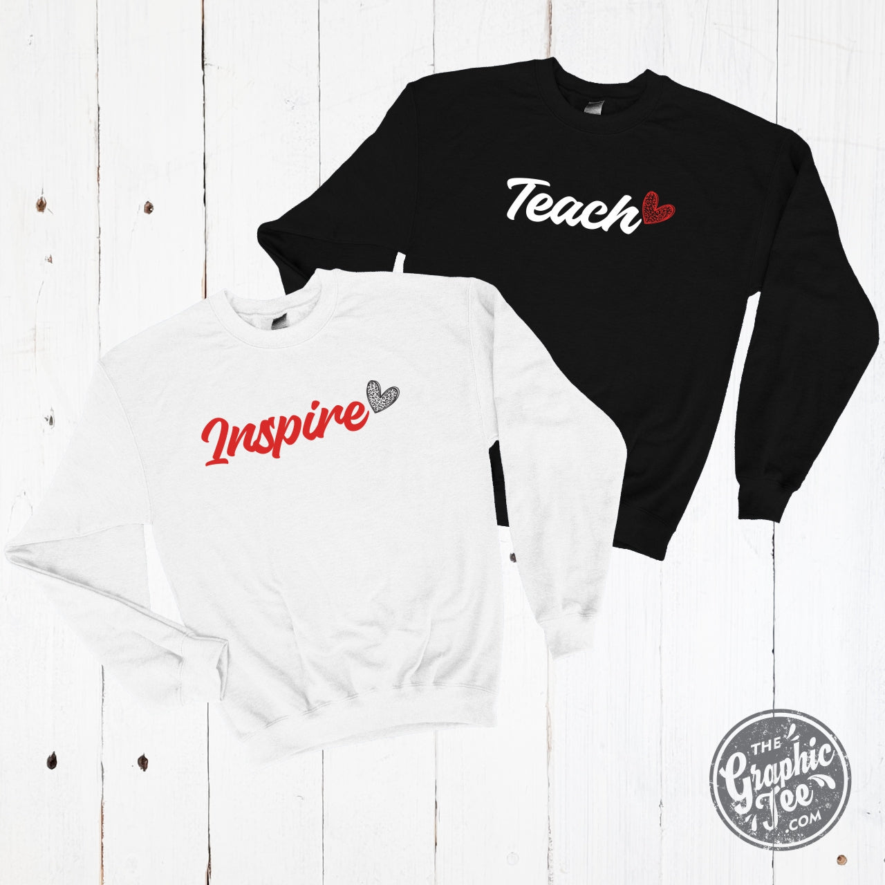 *Custom* Small Leopard Heart Crewneck Sweatshirt - The Graphic Tee