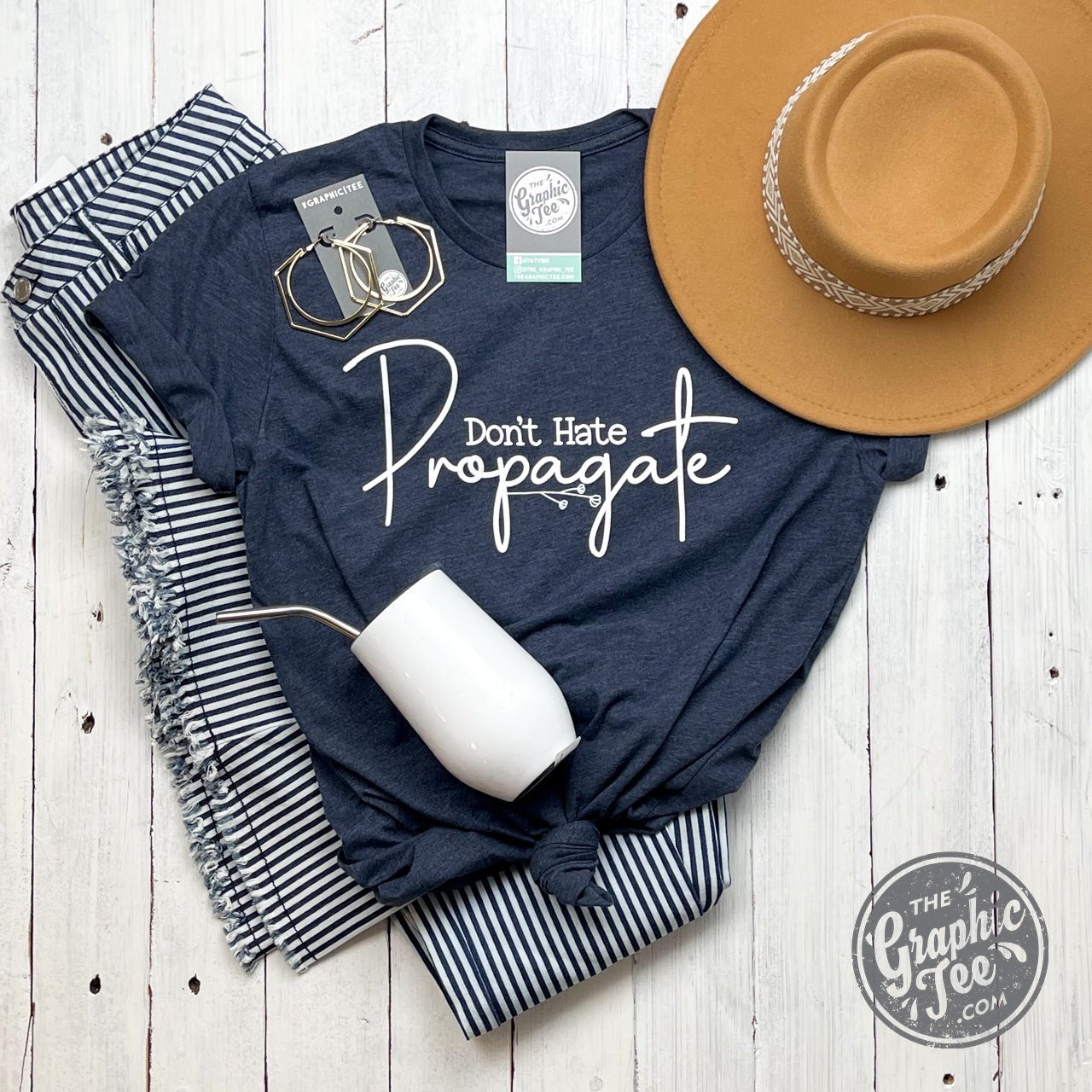 Don't Hate Propagate Navy Tee - The Graphic Tee