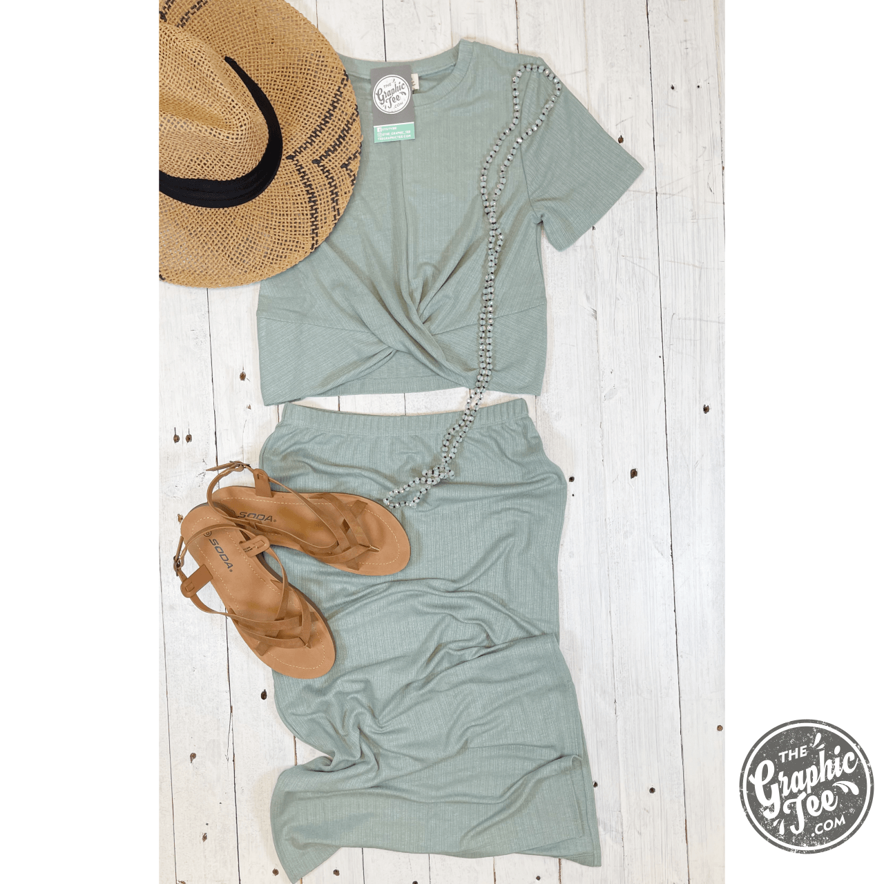 Dora 2 Piece Crop Top and Midi Skirt Set - The Graphic Tee