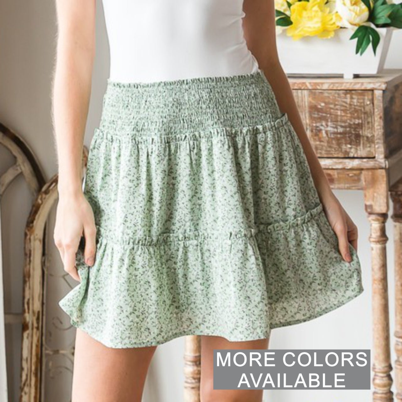 Elsie Floral Smocked Waist Skirt - The Graphic Tee