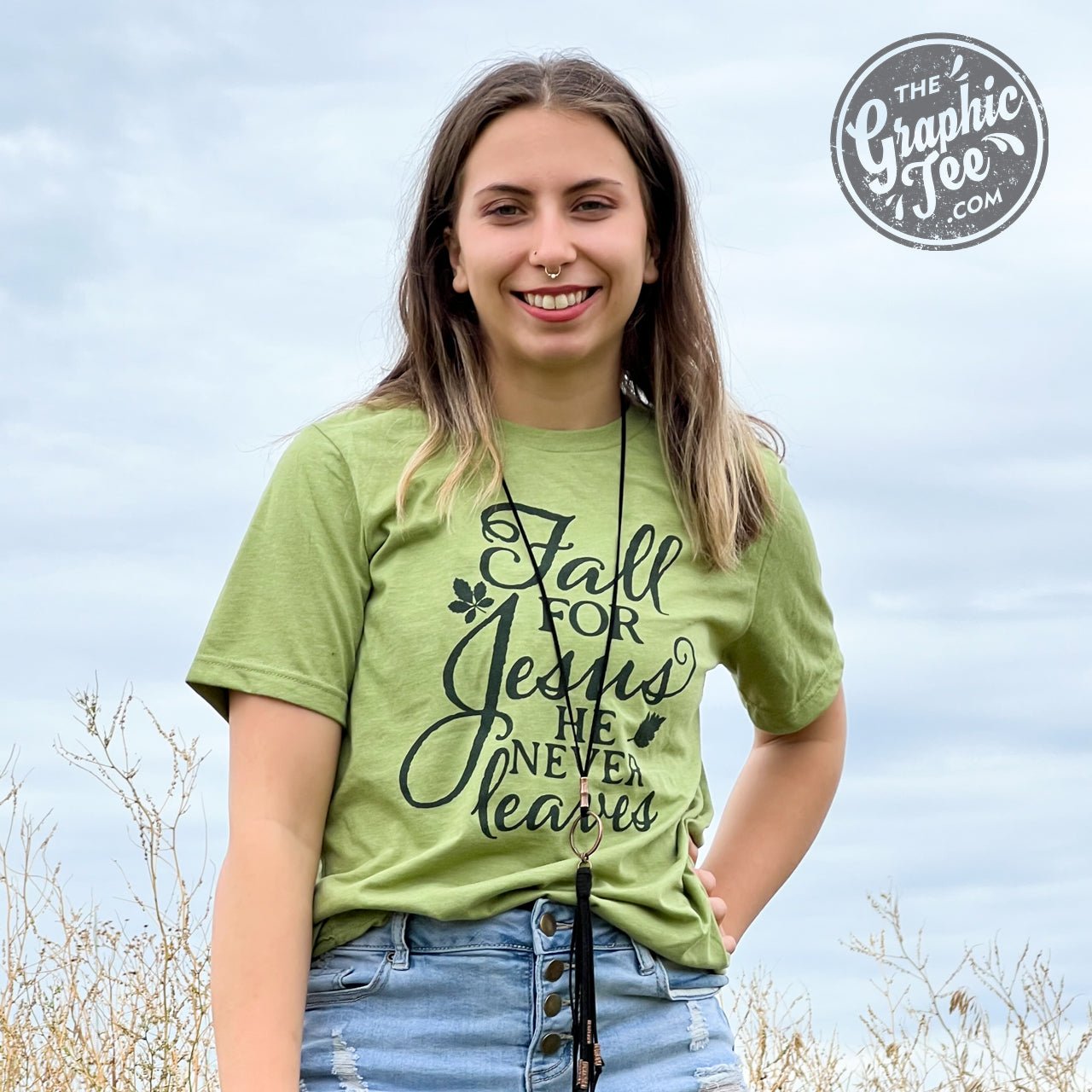 Fall for Jesus, He Never Leaves Short Sleeve Tee - The Graphic Tee