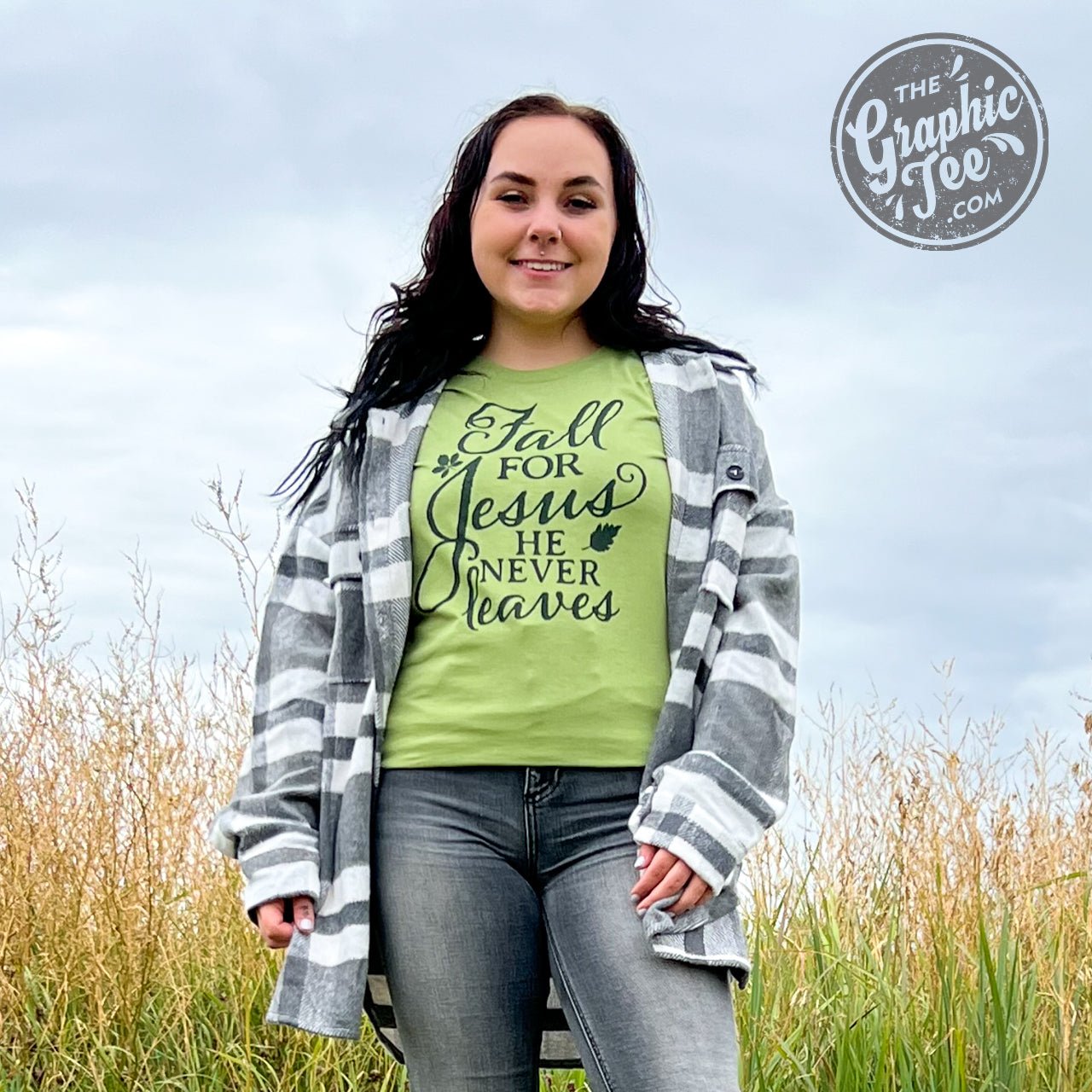 Fall for Jesus, He Never Leaves Short Sleeve Tee - The Graphic Tee