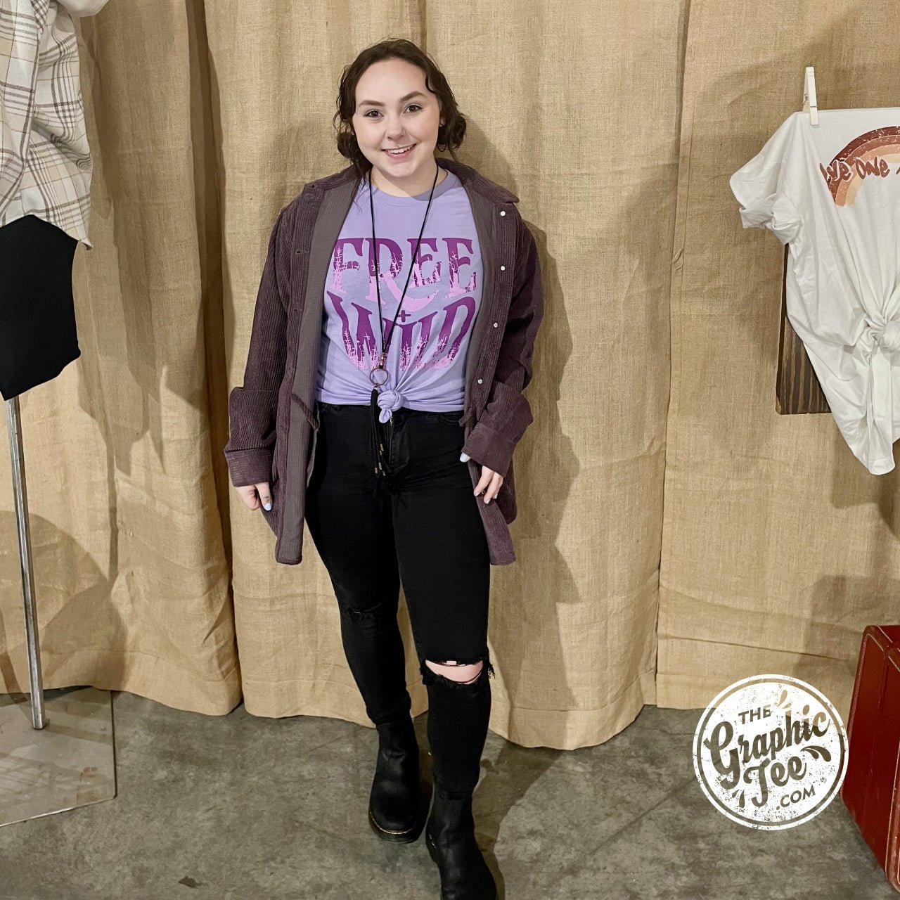 Free + Wild Dark Lavender Short Sleeve Crew Neck Tee - The Graphic Tee