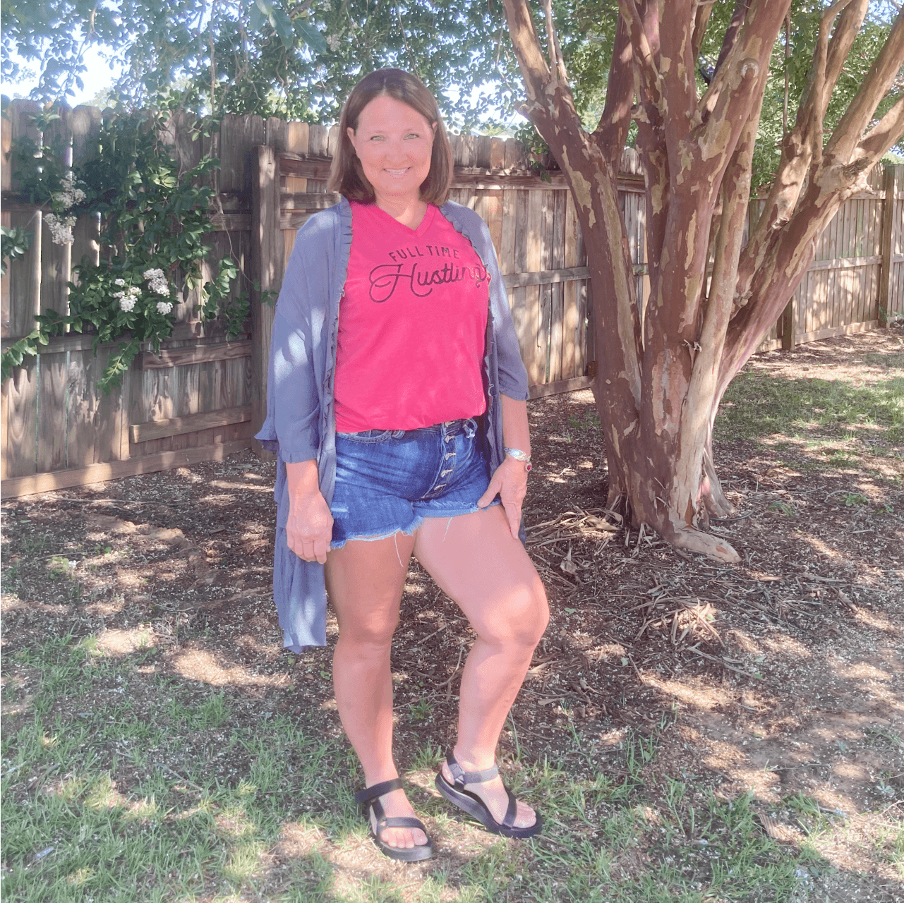 Full Time Hustling V Neck Tee - The Graphic Tee