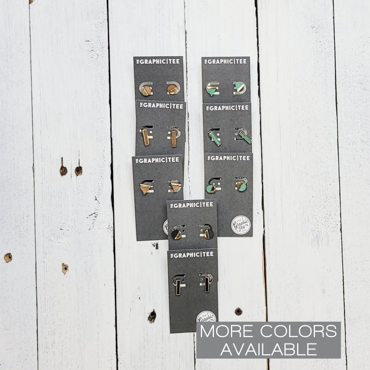 Geometric Wood and Metal Stud Earrings - The Graphic Tee