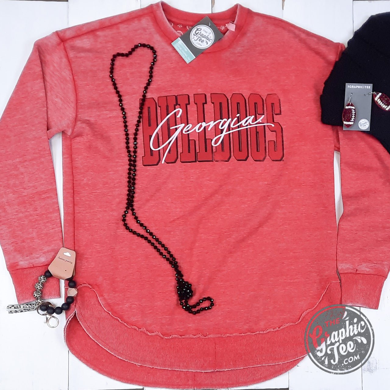 Georgia Bulldogs Rounded Bottom Vintage Fleece Sweatshirt - The Graphic Tee
