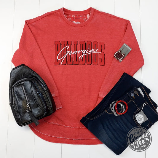 Georgia Bulldogs Rounded Bottom Vintage Fleece Sweatshirt - The Graphic Tee