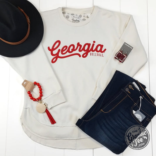 Georgia Long Sleeve Rounded Bottom Vintage Fleece - The Graphic Tee