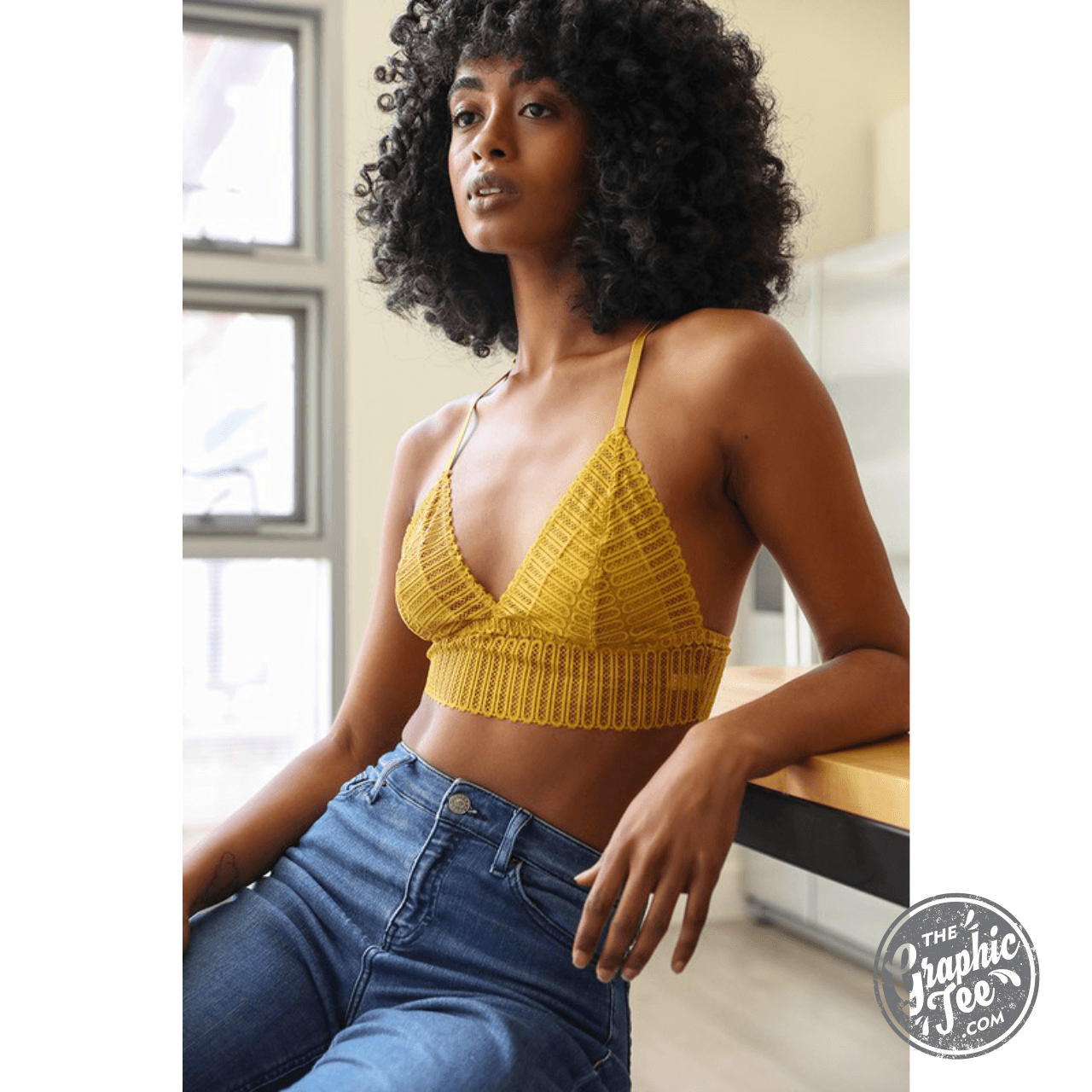 Georgie Ribbed Boho Lace Racerback Bralette - The Graphic Tee