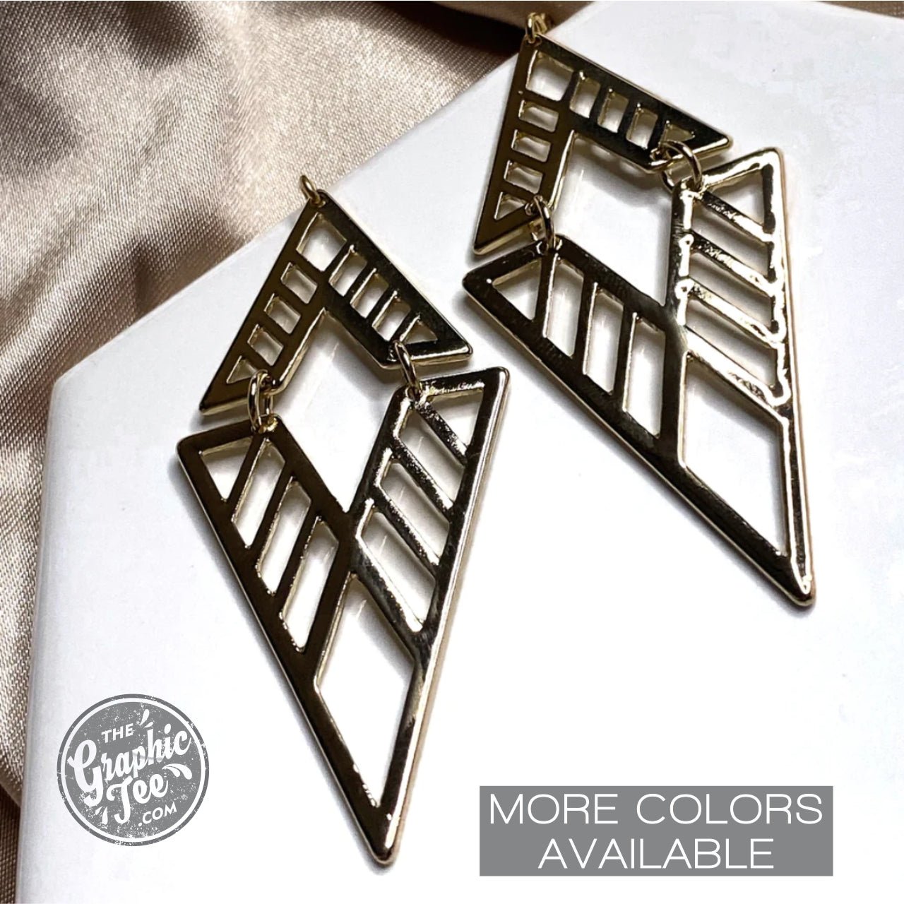 Gia Geometric Double Triangle Earrings - The Graphic Tee