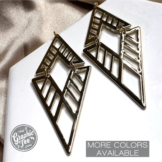 Gia Geometric Double Triangle Earrings - The Graphic Tee