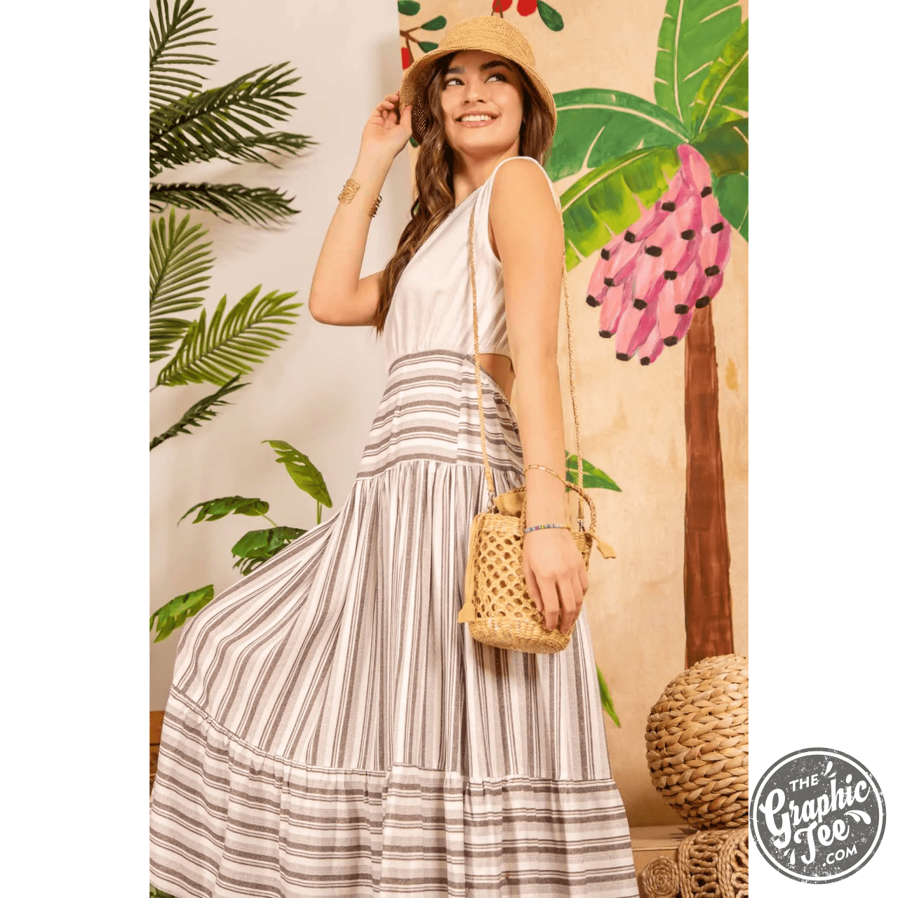 Gianna Two Tone Back Cut Out Midi Dress - The Graphic Tee