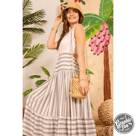Gianna Two Tone Back Cut Out Midi Dress - The Graphic Tee