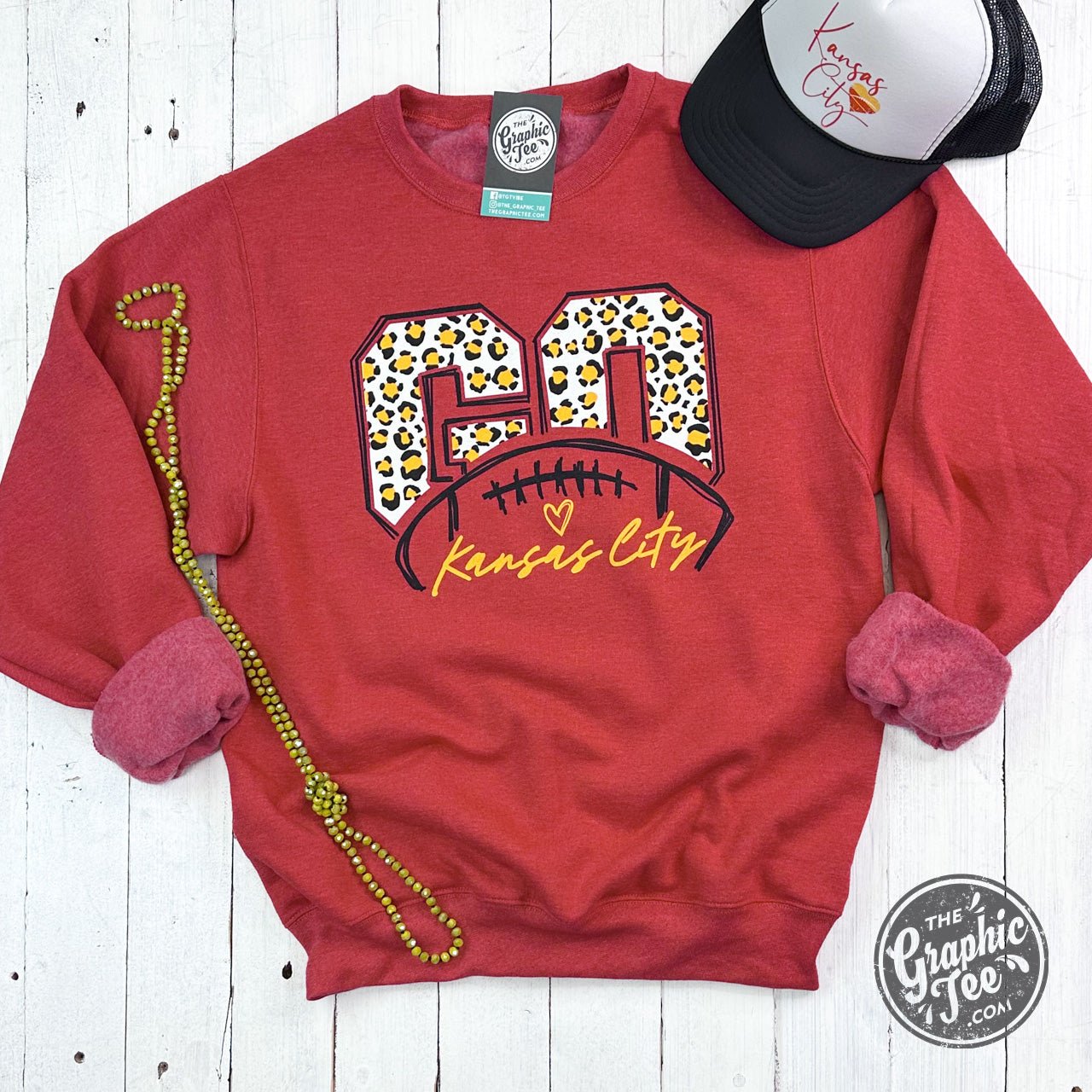 Go KC Leopard Red Unisex Crewneck Sweatshirt - The Graphic Tee