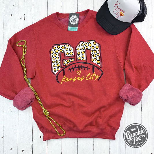 Go KC Leopard Red Unisex Crewneck Sweatshirt - The Graphic Tee