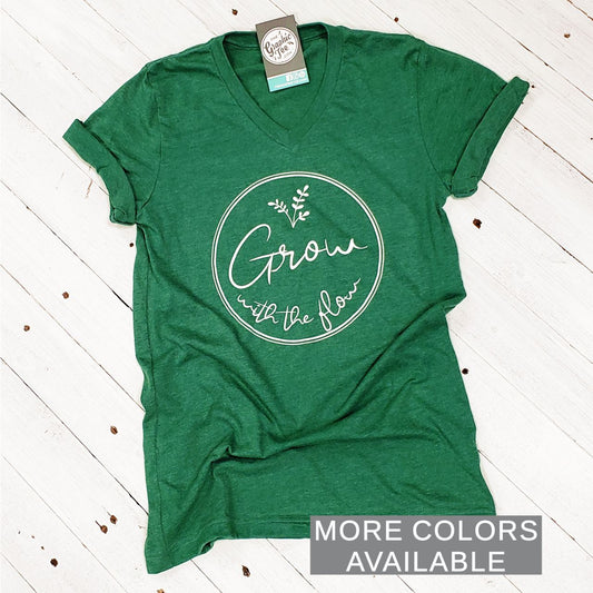 Grow with the Flow - Unisex V-neck Tee - The Graphic Tee