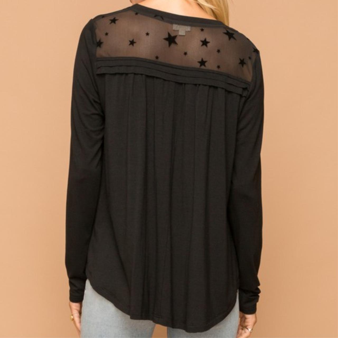 Haley Mesh Star Henley - The Graphic Tee