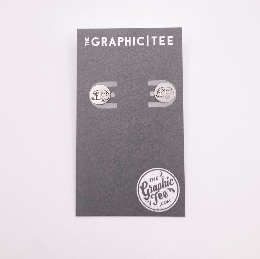 Happy Camper 9.5mm Sterling Silver Studs - The Graphic Tee