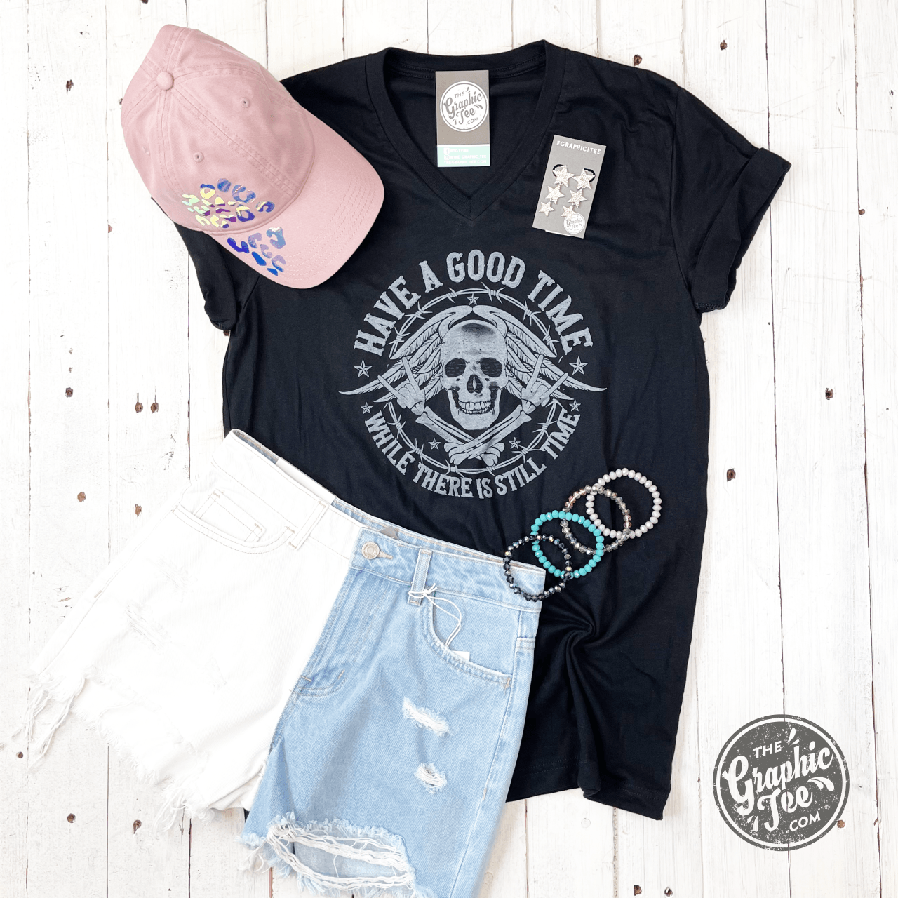 Have a Good Time While There is Still Time V-Neck Tee - The Graphic Tee