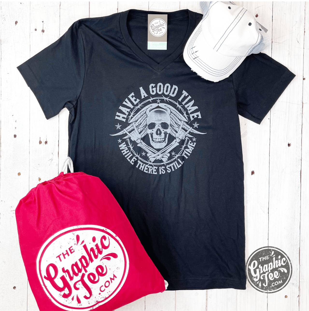 Have a Good Time While There is Still Time V-Neck Tee - The Graphic Tee