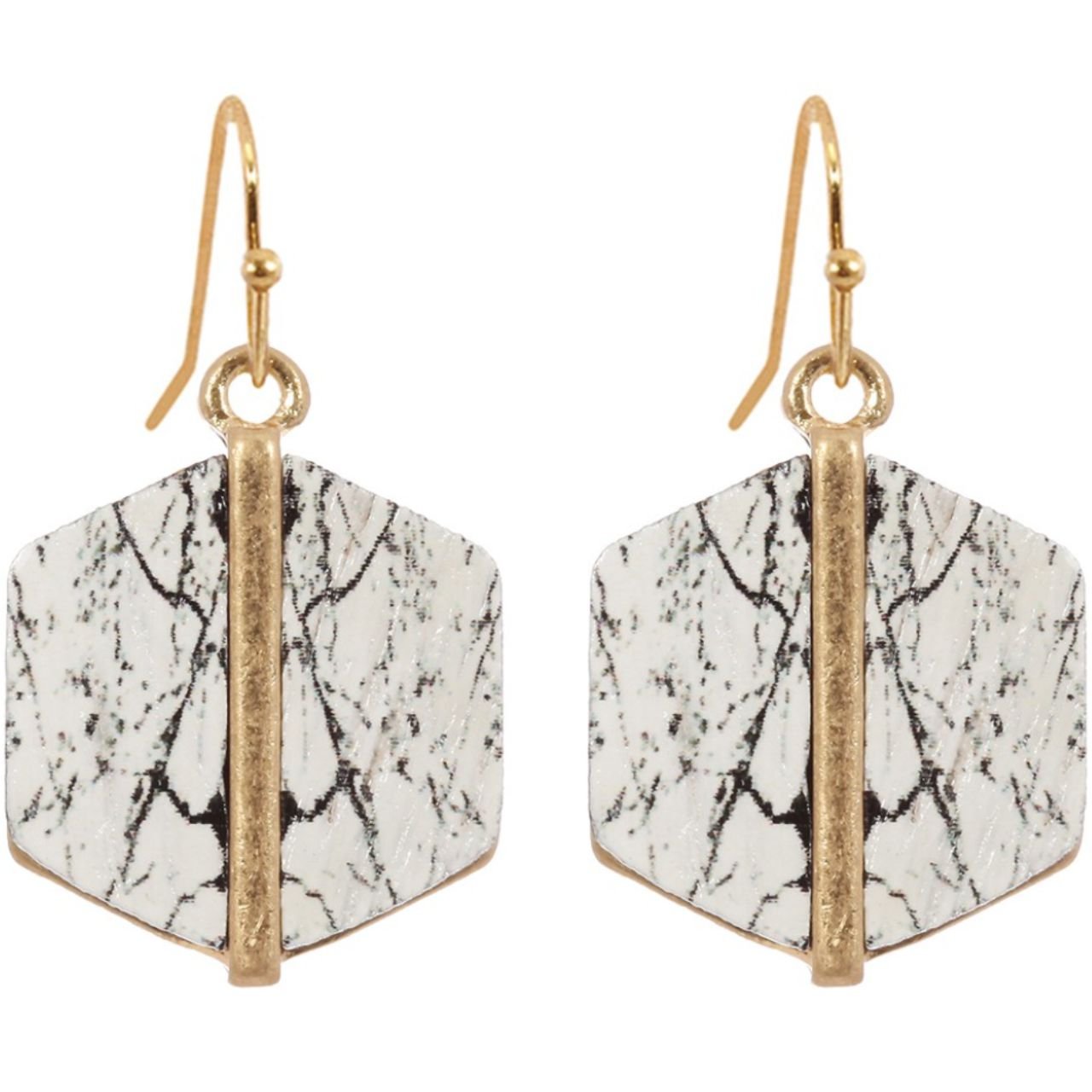 Hexagon Metal and Wood Earrings - The Graphic Tee