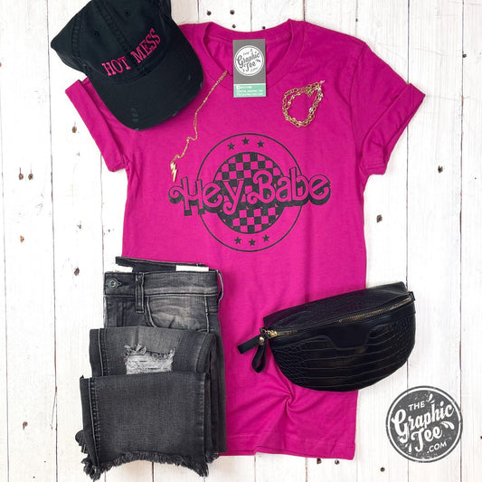 Hey Babe Pink Unisex Short Sleeve Tee - The Graphic Tee
