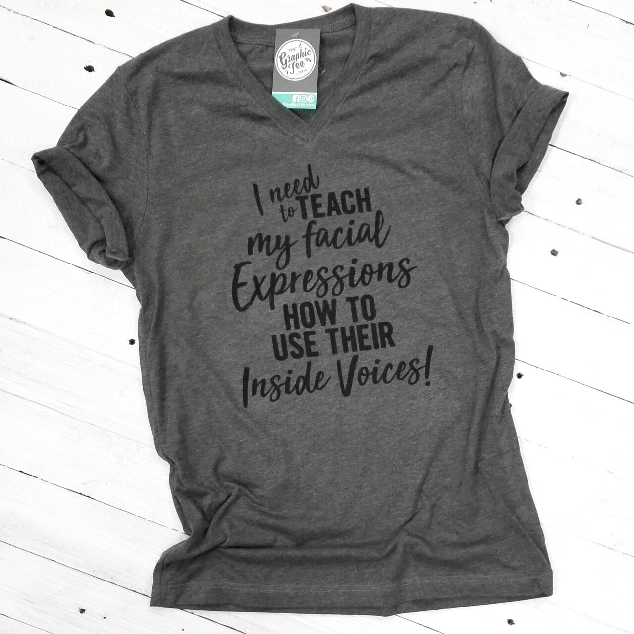 I Need to Teach My Facial Expressions - V-Neck Tee - The Graphic Tee