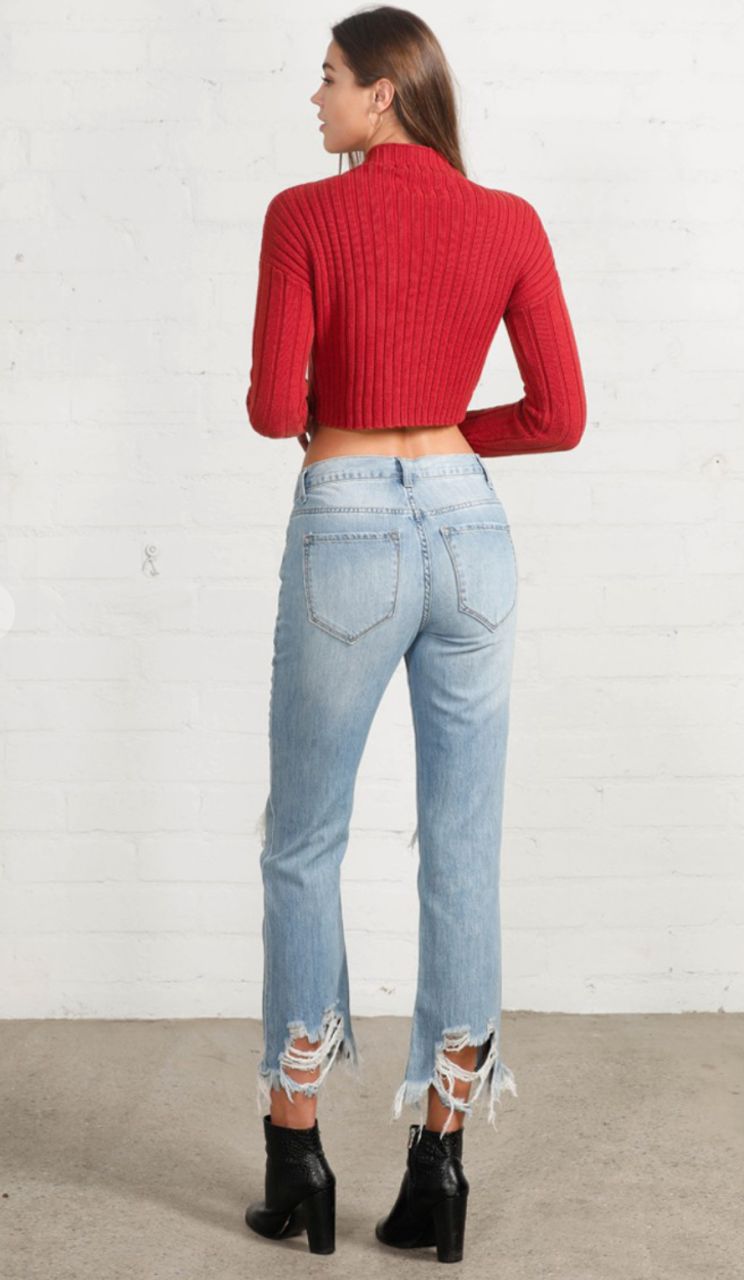 Insane Gene Hi Rise Crop Straight Jeans - The Graphic Tee