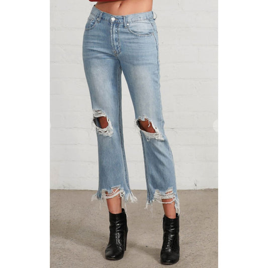 Insane Gene Hi Rise Crop Straight Jeans - The Graphic Tee