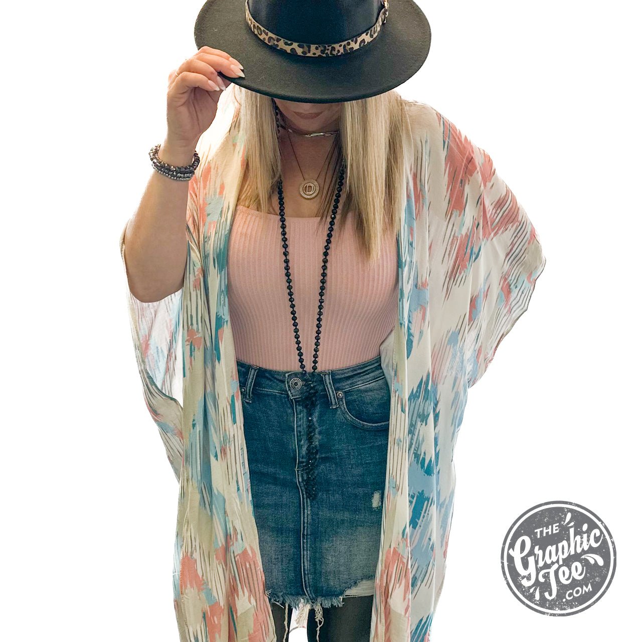 Jessica Blush and Sky Kimono - The Graphic Tee