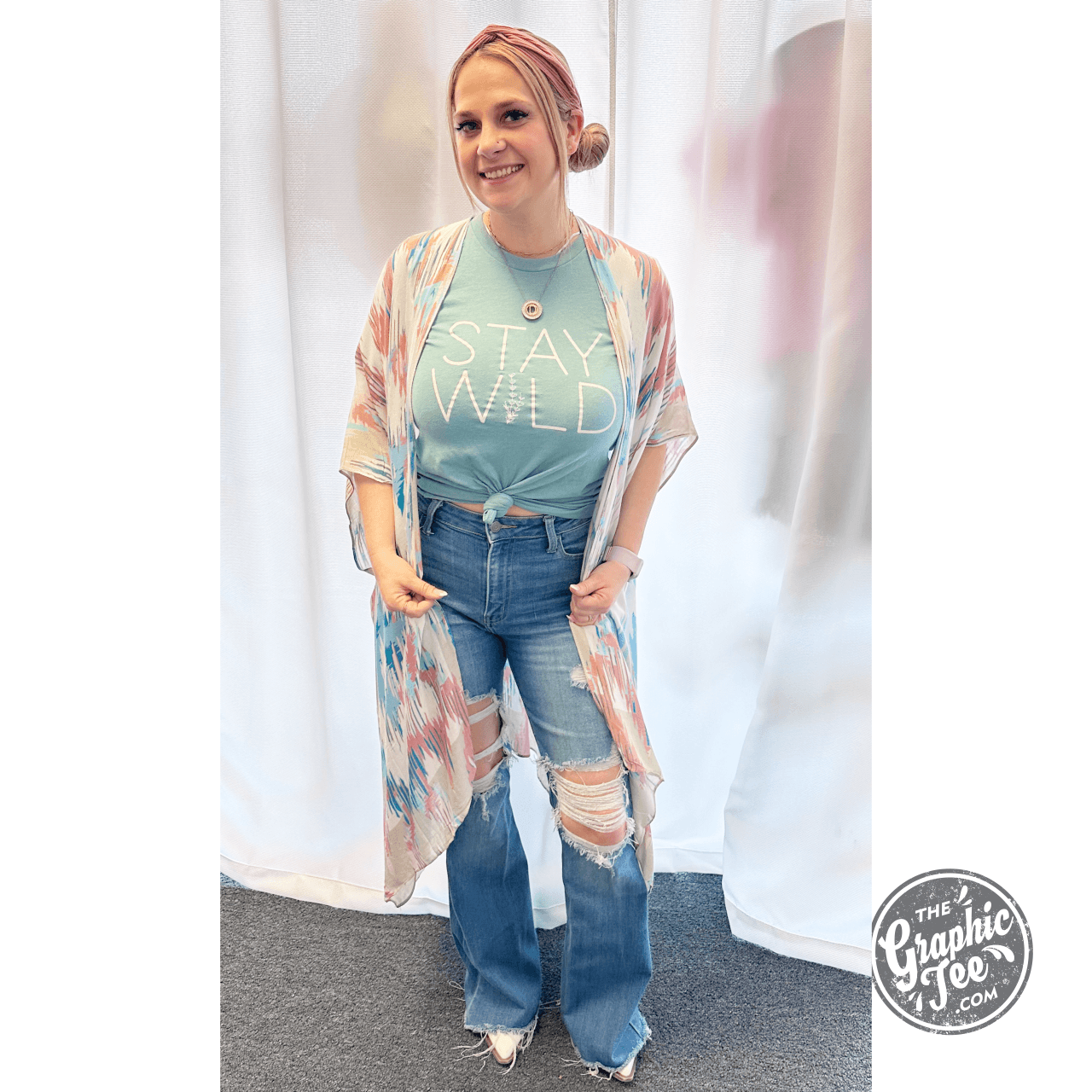 Jessica Blush and Sky Kimono - The Graphic Tee