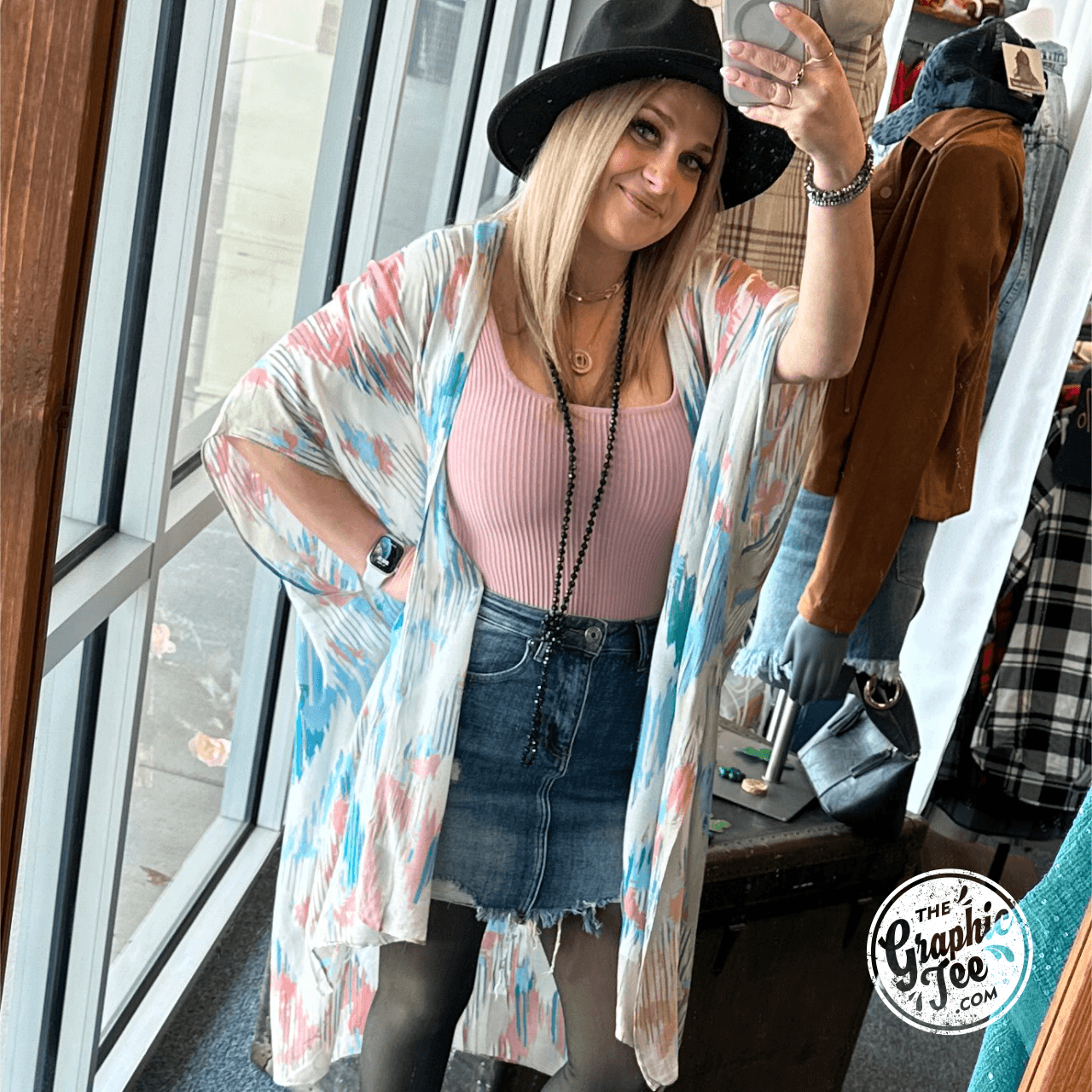 Jessica Blush and Sky Kimono - The Graphic Tee